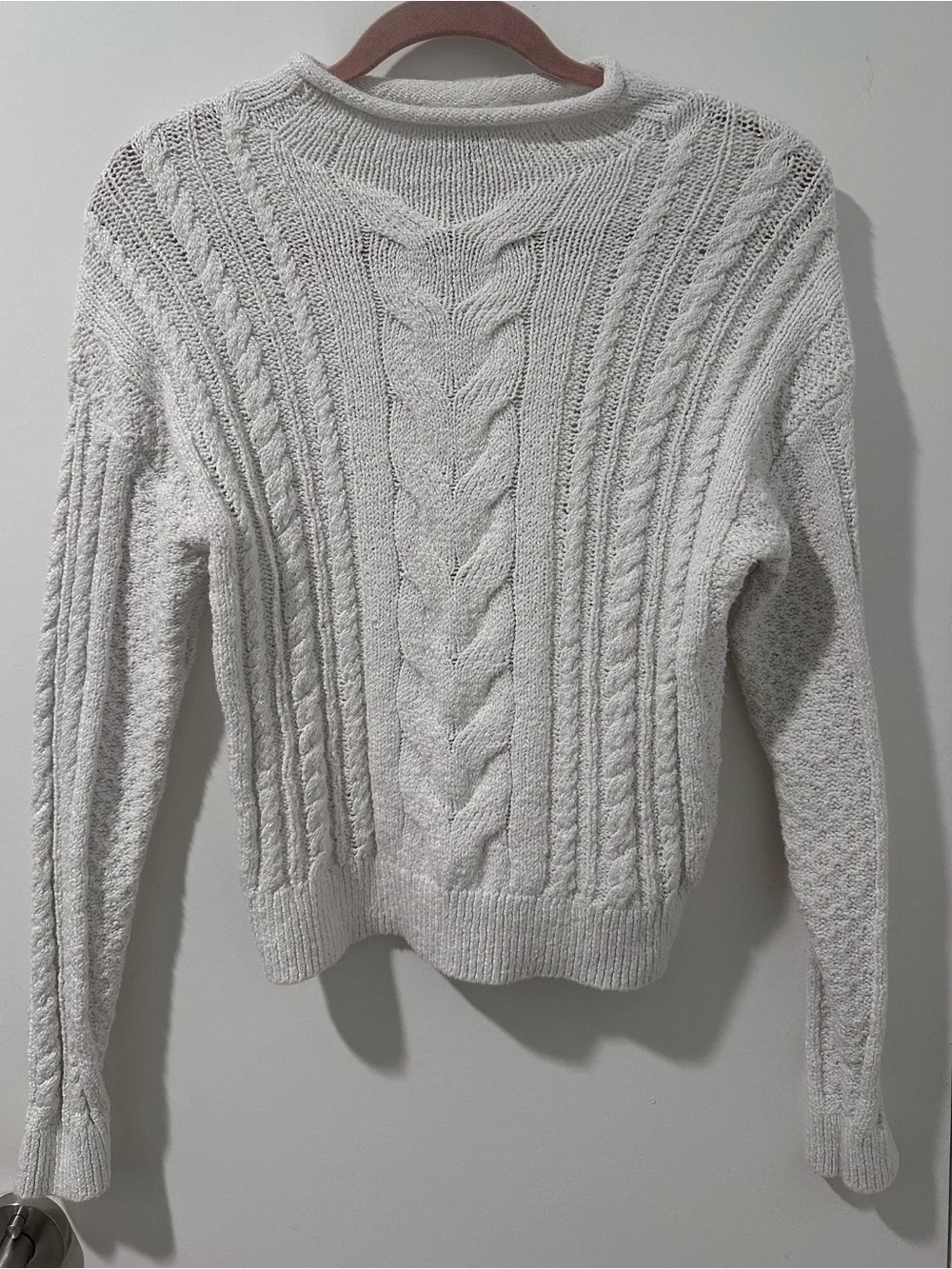 J. Crew White Cable Sweater